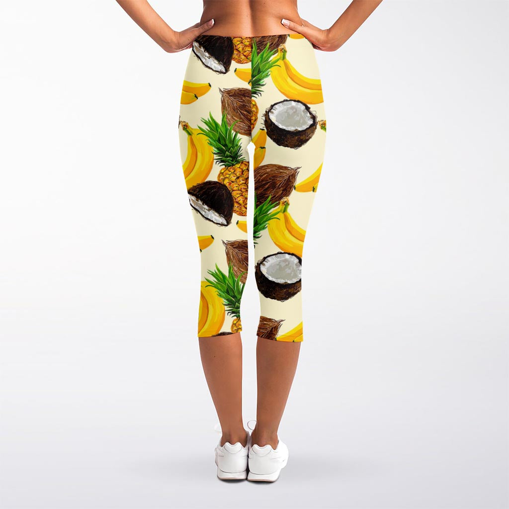 Tropical Fruits Pattern Print Women's Capri Leggings