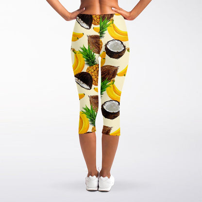 Tropical Fruits Pattern Print Women's Capri Leggings