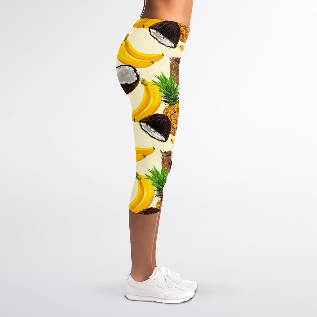 Tropical Fruits Pattern Print Women's Capri Leggings