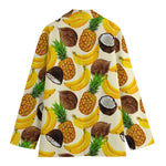 Tropical Fruits Pattern Print Women's Cotton Blazer