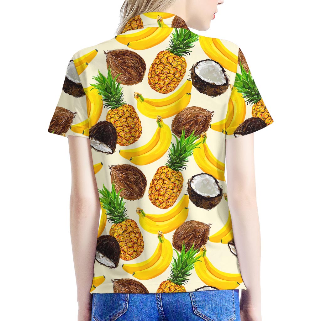 Tropical Fruits Pattern Print Women's Polo Shirt
