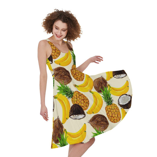 Tropical Fruits Pattern Print Women's Sleeveless Dress