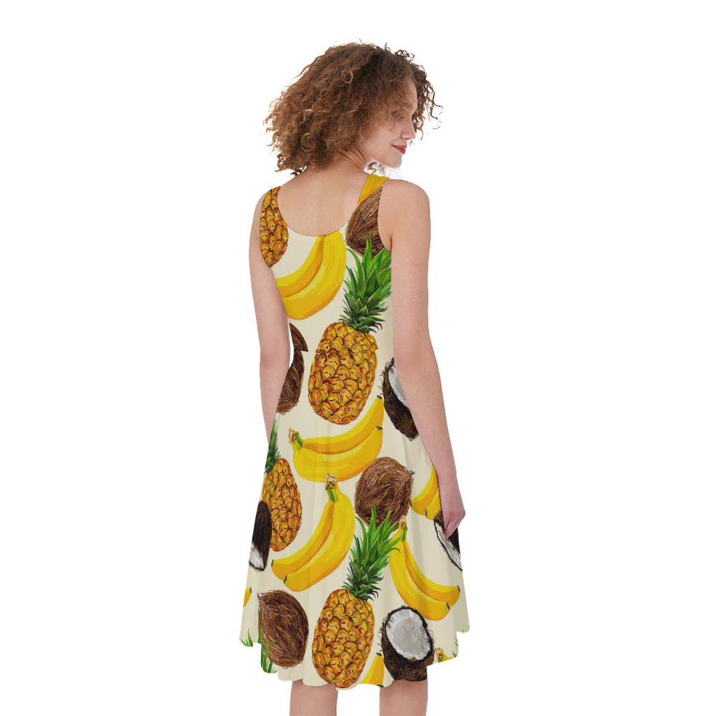 Tropical Fruits Pattern Print Women's Sleeveless Dress