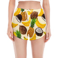 Tropical Fruits Pattern Print Women's Split Running Shorts