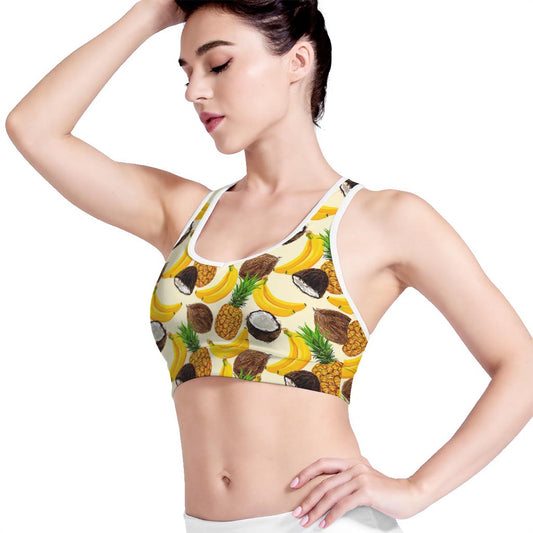 Tropical Fruits Pattern Print Women's Sports Bra