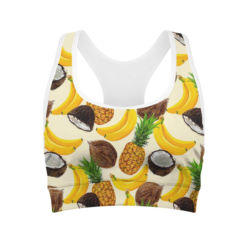 Tropical Fruits Pattern Print Women's Sports Bra