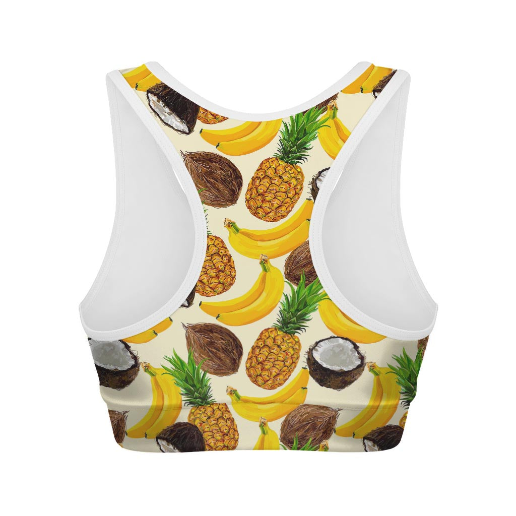 Tropical Fruits Pattern Print Women's Sports Bra