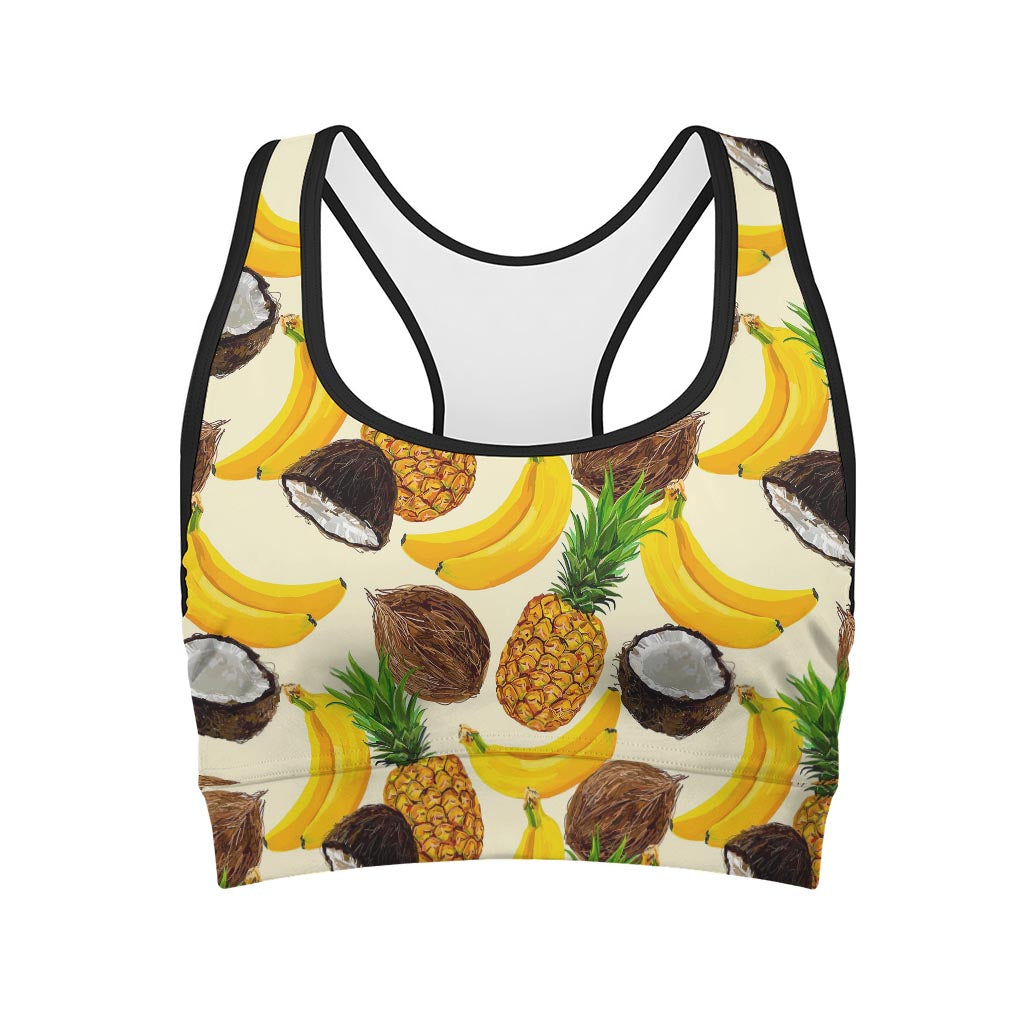 Tropical Fruits Pattern Print Women's Sports Bra
