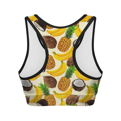 Tropical Fruits Pattern Print Women's Sports Bra