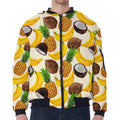 Tropical Fruits Pattern Print Zip Sleeve Bomber Jacket