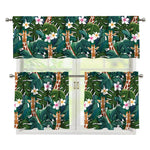 Tropical Giraffe Pattern Print 3 Piece Kitchen Curtains