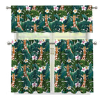 Tropical Giraffe Pattern Print 3 Piece Kitchen Curtains