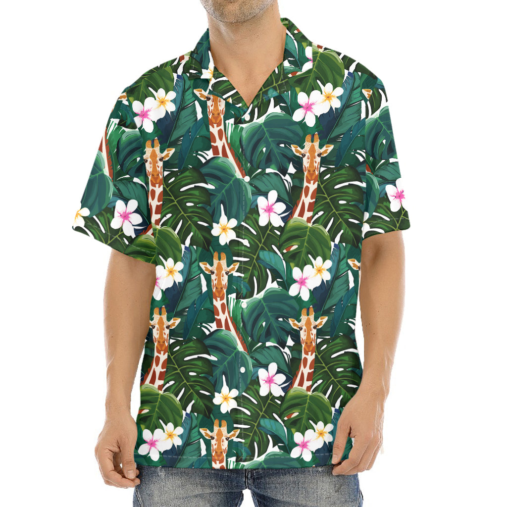 Tropical Giraffe Pattern Print Aloha Shirt