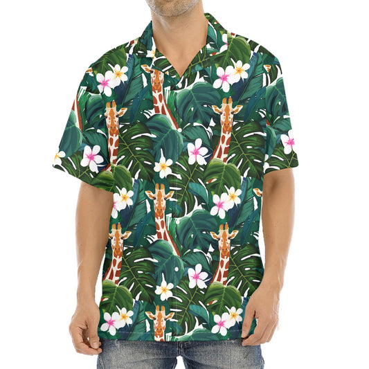 Tropical Giraffe Pattern Print Aloha Shirt