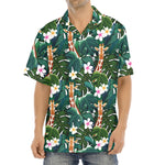 Tropical Giraffe Pattern Print Aloha Shirt