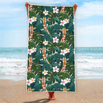 Tropical Giraffe Pattern Print Beach Towel