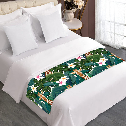 Tropical Giraffe Pattern Print Bed Runner