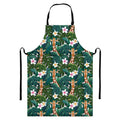 Tropical Giraffe Pattern Print Bib Apron With Pocket