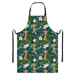 Tropical Giraffe Pattern Print Bib Apron With Pocket