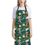 Tropical Giraffe Pattern Print Bib Apron With Pocket
