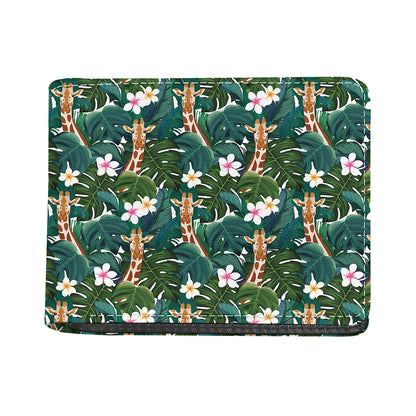 Tropical Giraffe Pattern Print Bifold Wallet