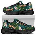 Tropical Giraffe Pattern Print Black Chunky Shoes