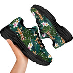 Tropical Giraffe Pattern Print Black Chunky Shoes
