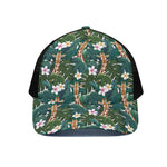 Tropical Giraffe Pattern Print Black Mesh Trucker Cap