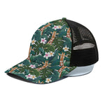 Tropical Giraffe Pattern Print Black Mesh Trucker Cap