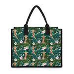 Tropical Giraffe Pattern Print Canvas Tote Bag