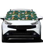 Tropical Giraffe Pattern Print Car Windshield Snow Cover