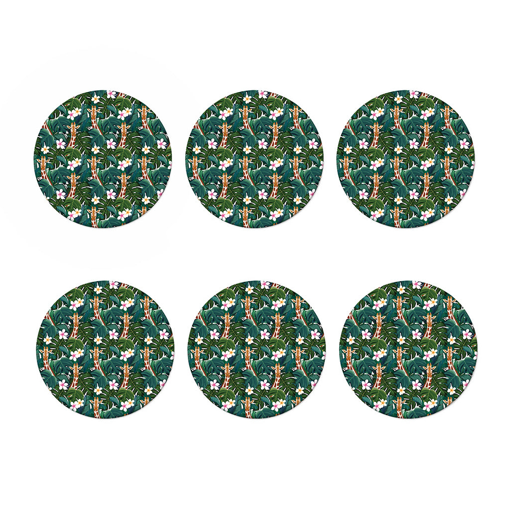 Tropical Giraffe Pattern Print Coaster Set