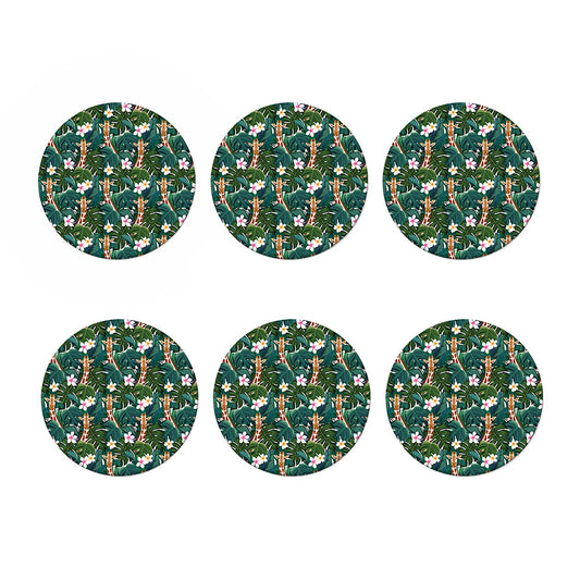 Tropical Giraffe Pattern Print Coaster Set