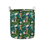 Tropical Giraffe Pattern Print Collapsible Laundry Basket