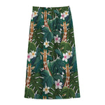 Tropical Giraffe Pattern Print Cotton Front Slit Maxi Skirt
