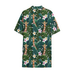 Tropical Giraffe Pattern Print Cotton Hawaiian Shirt