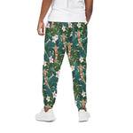 Tropical Giraffe Pattern Print Cotton Pants