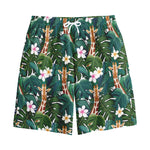 Tropical Giraffe Pattern Print Cotton Shorts