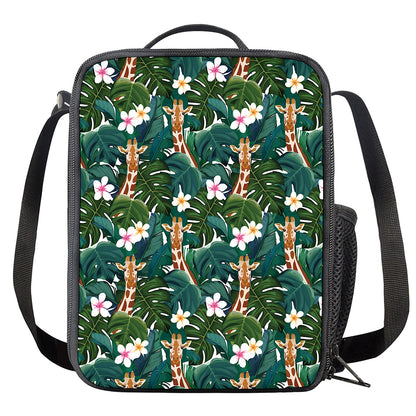 Tropical Giraffe Pattern Print Crossbody Lunch Bag