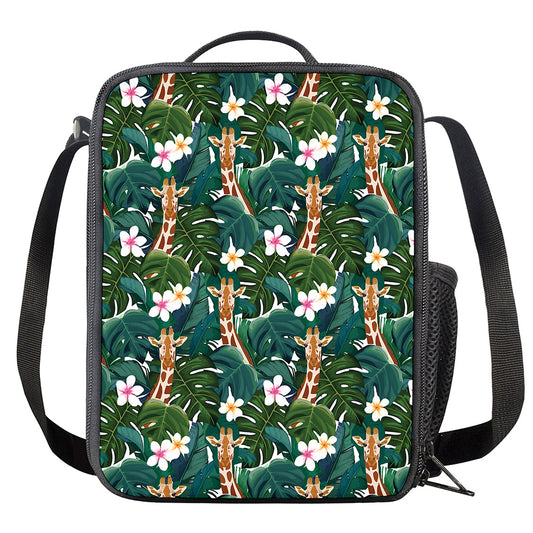 Tropical Giraffe Pattern Print Crossbody Lunch Bag