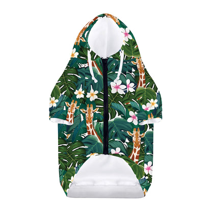 Tropical Giraffe Pattern Print Dog Zip Up Hoodie