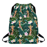 Tropical Giraffe Pattern Print Drawstring Backpack