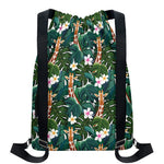Tropical Giraffe Pattern Print Drawstring Backpack