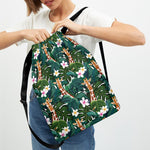 Tropical Giraffe Pattern Print Drawstring Backpack