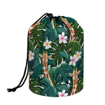 Tropical Giraffe Pattern Print Drawstring Makeup Bag