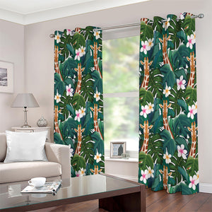 Tropical Giraffe Pattern Print Extra Wide Grommet Curtains