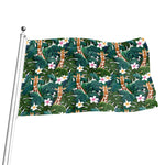Tropical Giraffe Pattern Print Flag