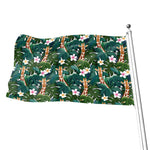 Tropical Giraffe Pattern Print Flag