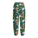 Tropical Giraffe Pattern Print Fleece Lined Knit Pants