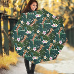Tropical Giraffe Pattern Print Foldable Umbrella